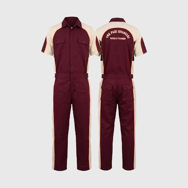 Baju Wearpack SMK Custom Bordir Katelpak Praktek Kerja Lapangan Kemeja Safety Bengkel